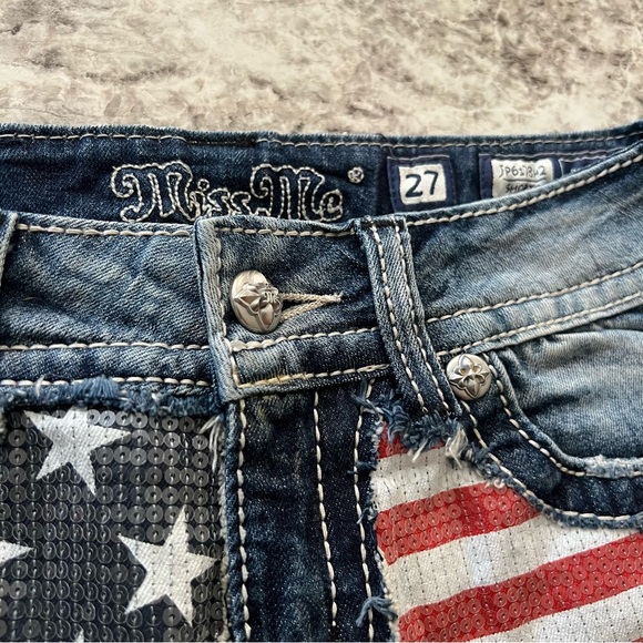 Miss Me shorts rocker American flag size 27 jean red white blue stars stripes - Picture 3 of 10